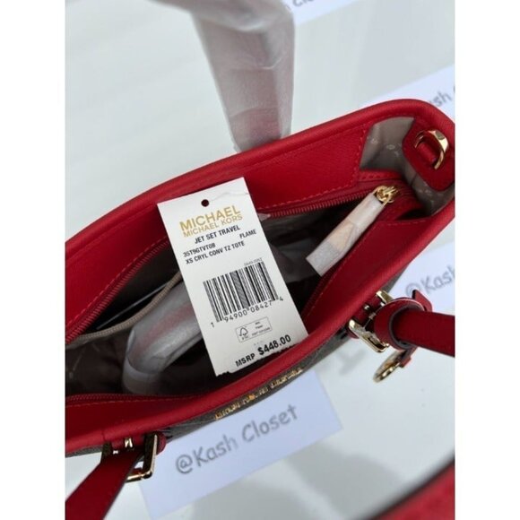 Michael Kors tote carryall handbag xs convertible top zip crossbody Flame Brown - Picture 8 of 10